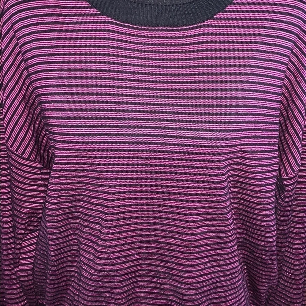 Nine West black and metallic pink striped sweater